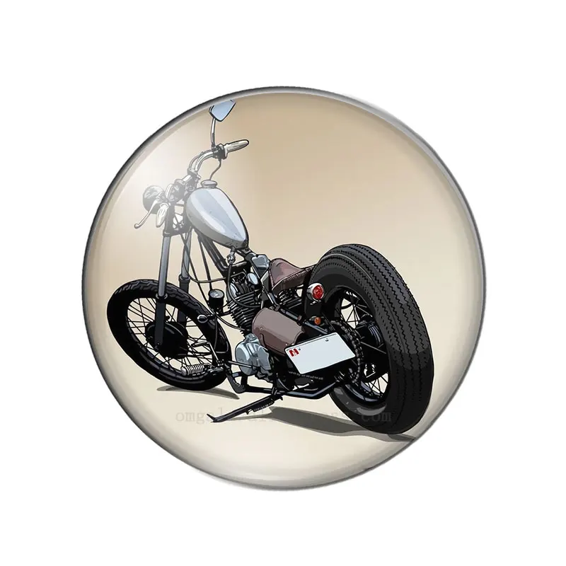 Moda w stylu Punk zdjęcie motocykla flatback okrągłe szklane kaboszony 25mm 20mm 18mm 14mm 12mm 10mm diy biżuteria — zdjęcie 7