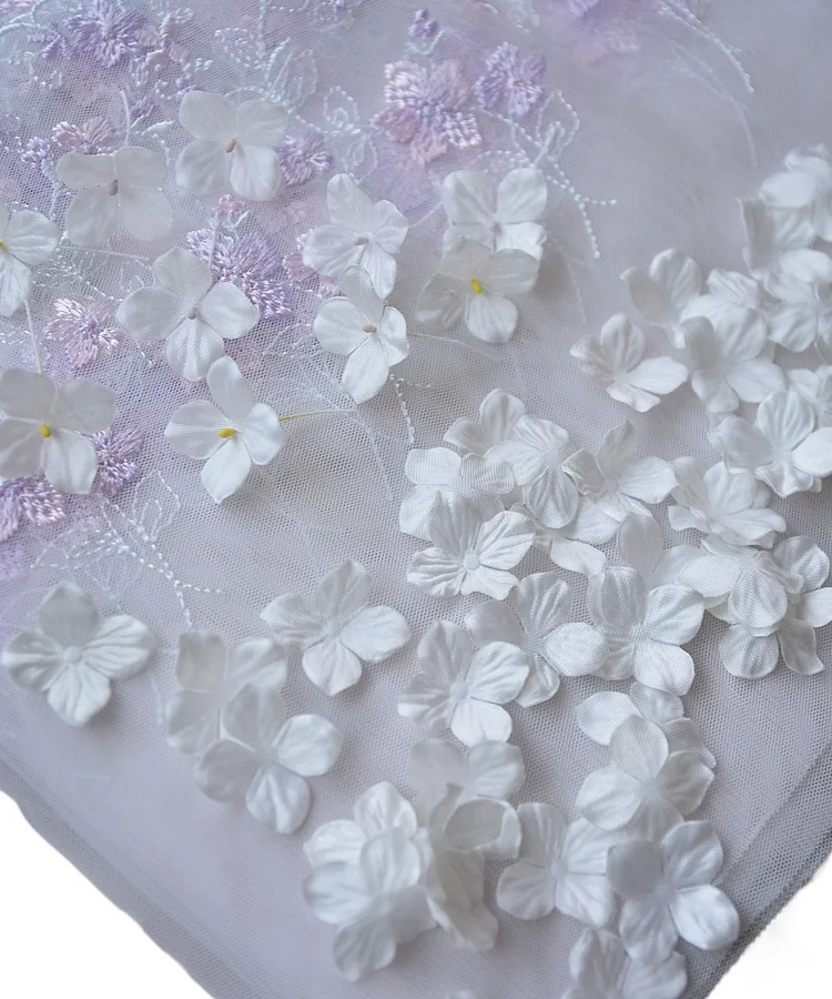 

2.3CM High Quality Handmade DIY 3D Embossed Satin Petals Embroidery Piece Wedding Dress Headdress Designer Trim Accessories