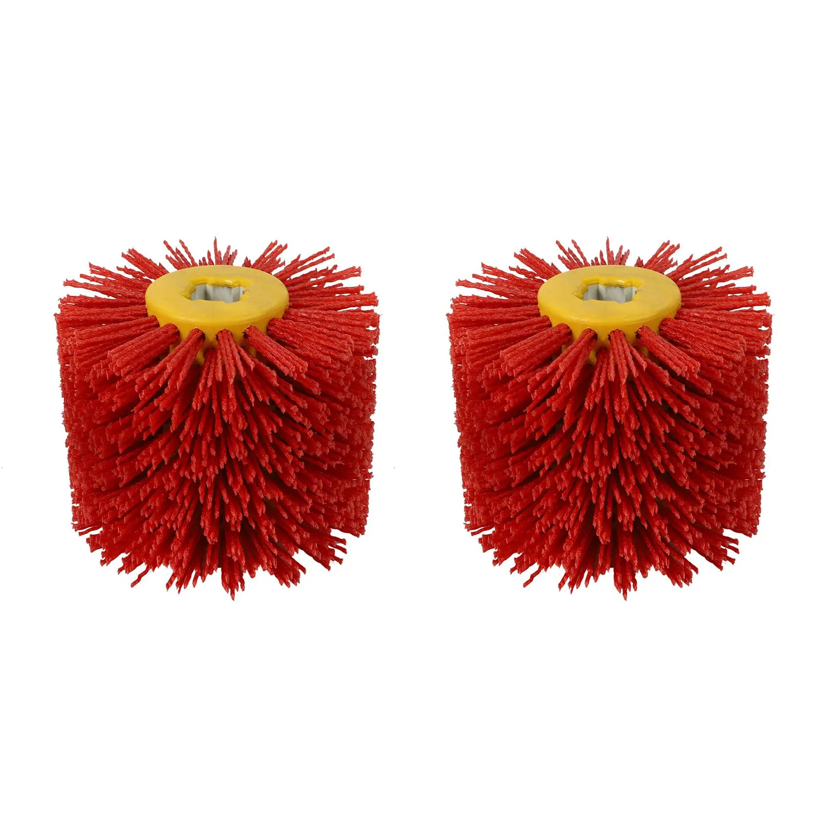 AT21-2X Red Abrasive Wire Drum Brushes Deburring Polishing Buffing Wheel For Furniture Wood Angle Grinder Adapter