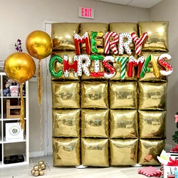 20/50pcs Flat Square Foil Balloons Chrome Gold Silver Balloon Wall Christmas New Year Birthday Graduation Party Backdrop Decor