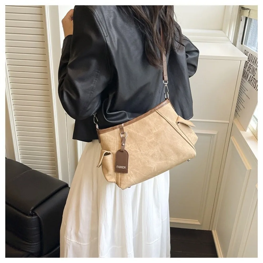Fashionable Vintage Crossbody Bag PU Leather Korean Style Messenger Bag Soft Large Capacity Shoulder Bag for Women
