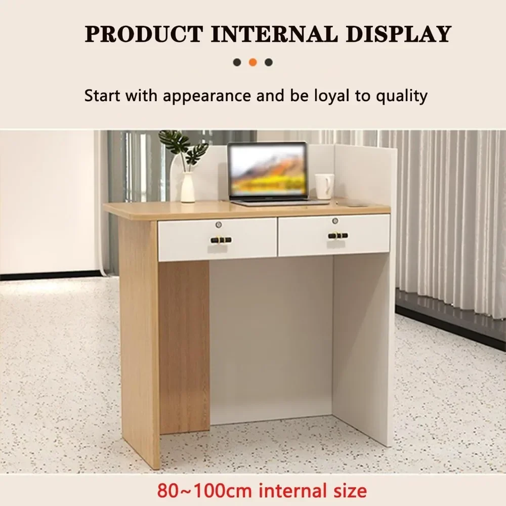 Reception Desk,Modern Retail Counter, Front Counter Desk with Lockable Drawers, Stations Table Front Reception,Beauty Salon Desk
