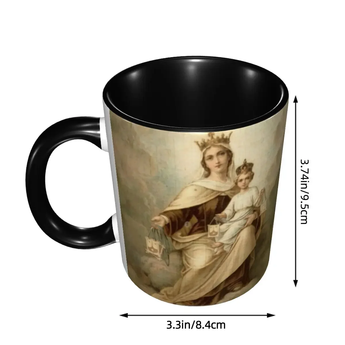 DIY Our Lady Of Mount Carmel Ceramic Mugs Custom Catholic Virgin Mary Coffee Cup Creative Present