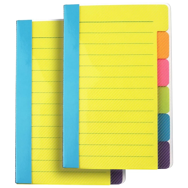 

Sticky Notes Divider Sticky Notes Tabs ,Tabbed Self-Stick Lined Bright Colors Notepad, 4X6Inch,2 Pcs 120 Index Notes