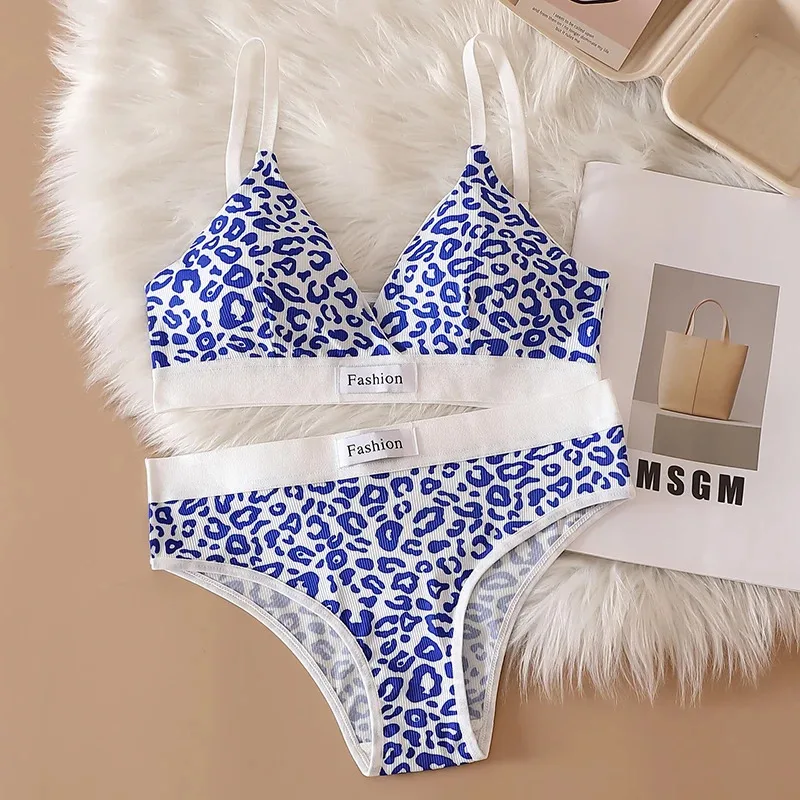 1-4dílná letní sada, nová dámská podprsenka s leopardím potiskem a bezešvým vzorem, ocelovým okrajem, nastavitelná ramenní popruhy na zádech, dámské spodní prádlo - náhled 5