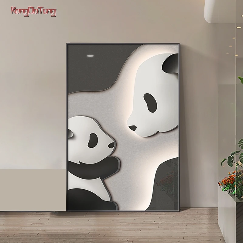 Modern Panda Interior Painting USB Rechargeable LED Wall Light Photo For Living Room Bedroom Closet Room Dining Room Home Decor