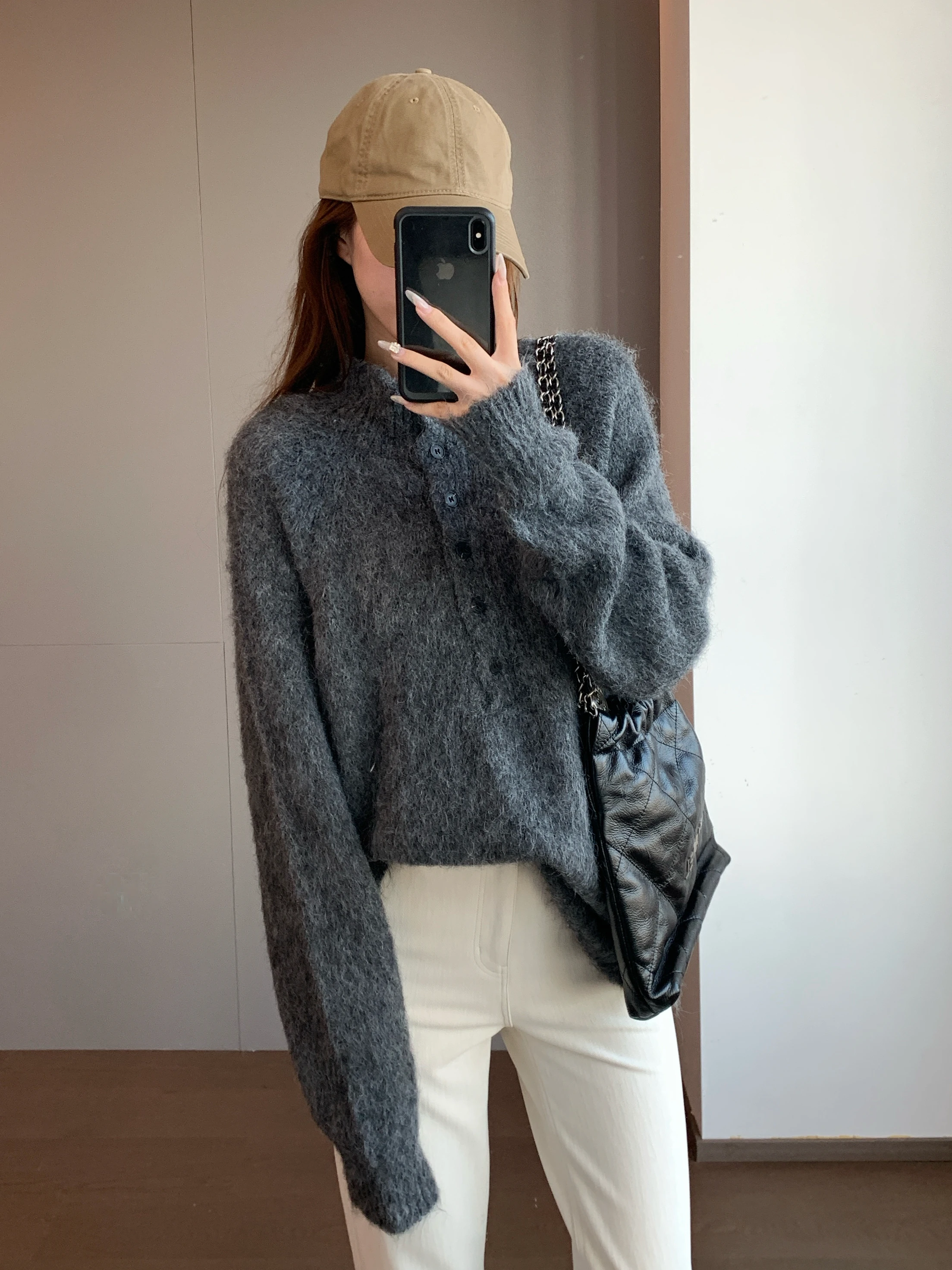 

Роскошный длинный вельветовый свитер свободного кроя с пуговицами на плечах, мягкий, приятный к телу, с высоким воротником, женская вязаная одежда