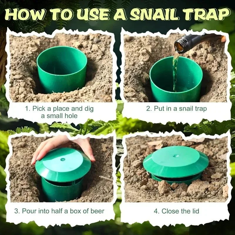 Reusable Slug & Snail Trap Cage, Outdoor Garden Pest Bait Station,  Plant Protector Tool for Farm Yard Flower Vegetable Planting