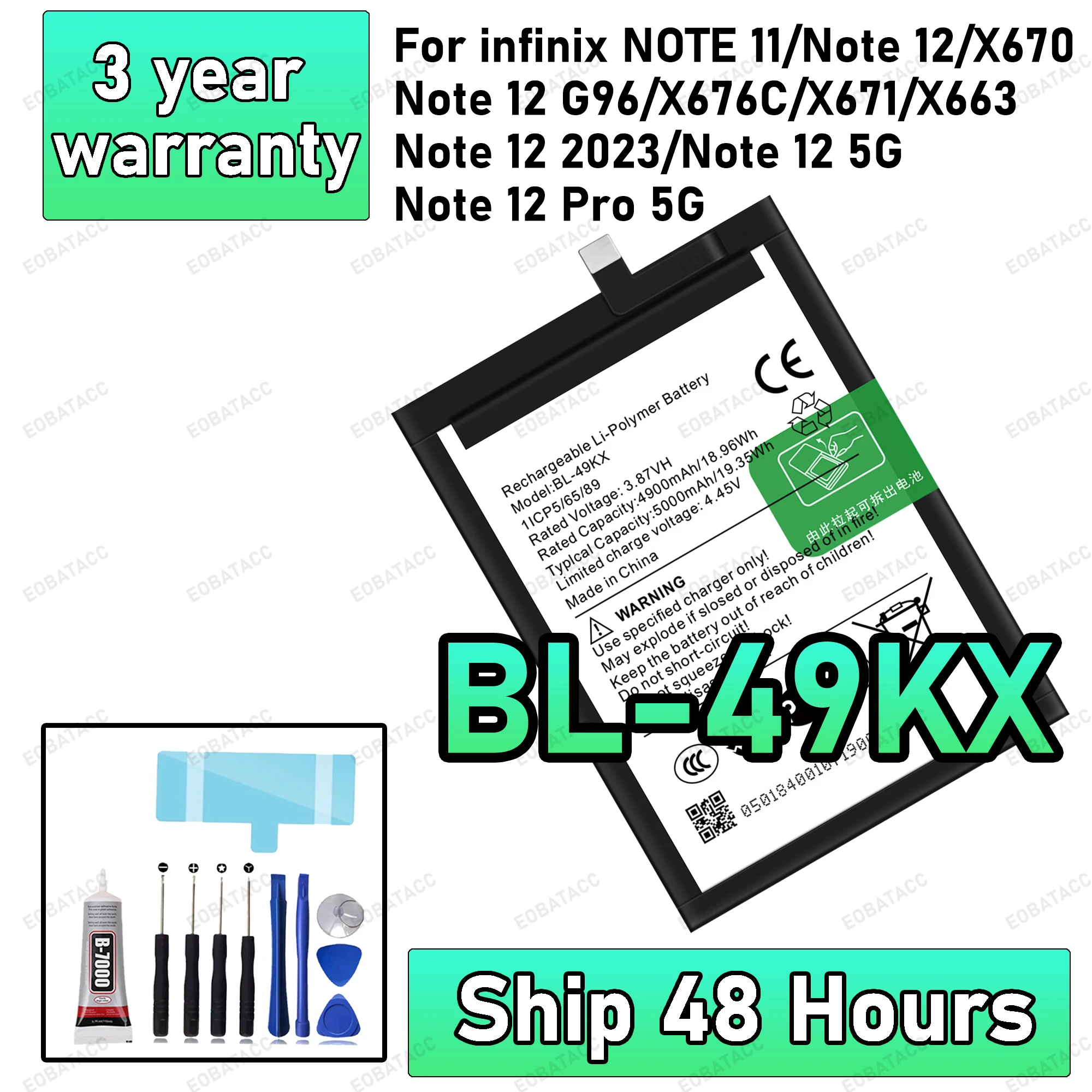 

100% новый аккумулятор высокого качества BL-49KX для infinix ПРИМЕЧАНИЕ 11/Note 12/G96/Note 12 2023/Note 12 5G/Note 12 Pro, сменные аккумуляторы