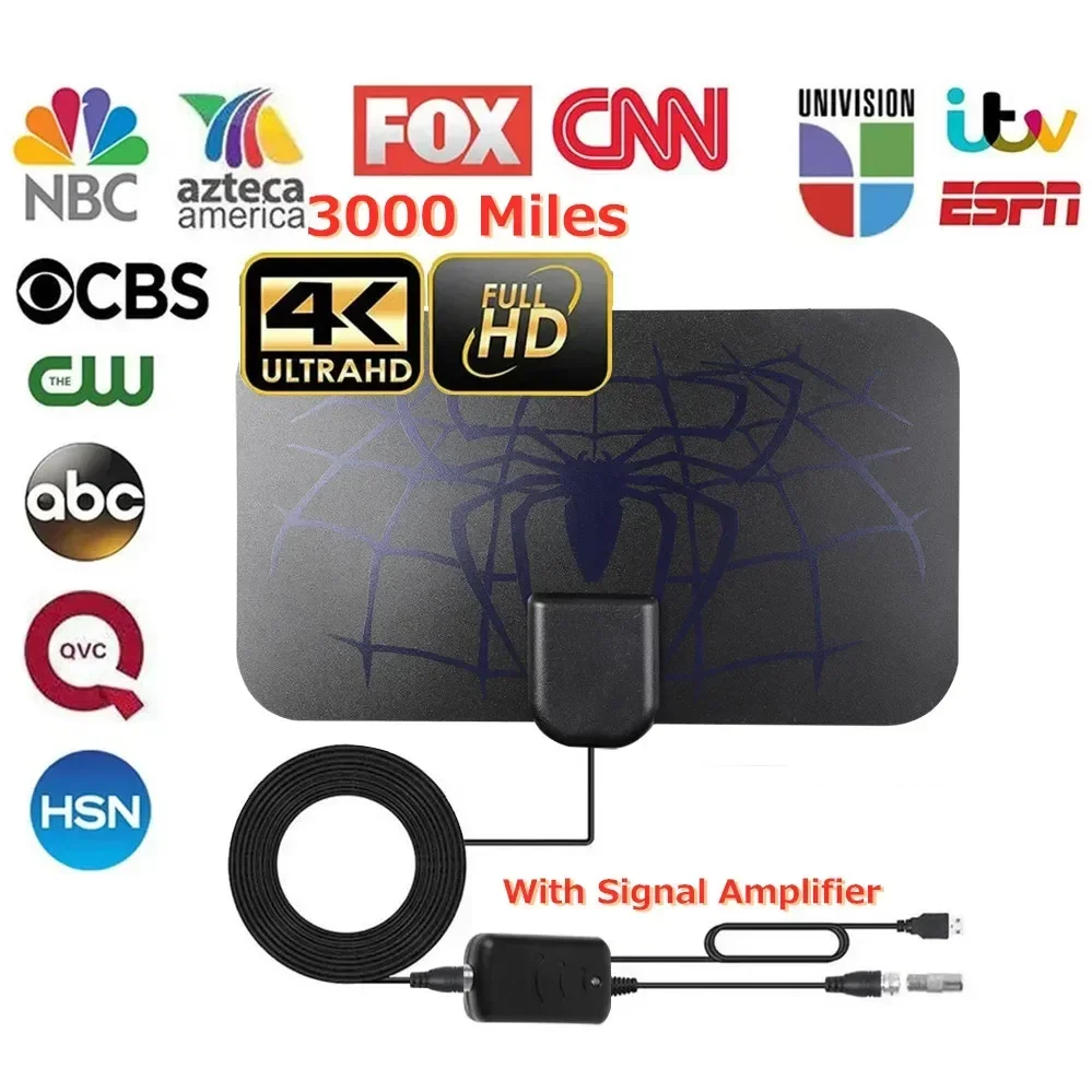 TV antenna signal amplifier 25db adjustable digital tv dtv digital box 3000 miles active booster indoor car boat camper