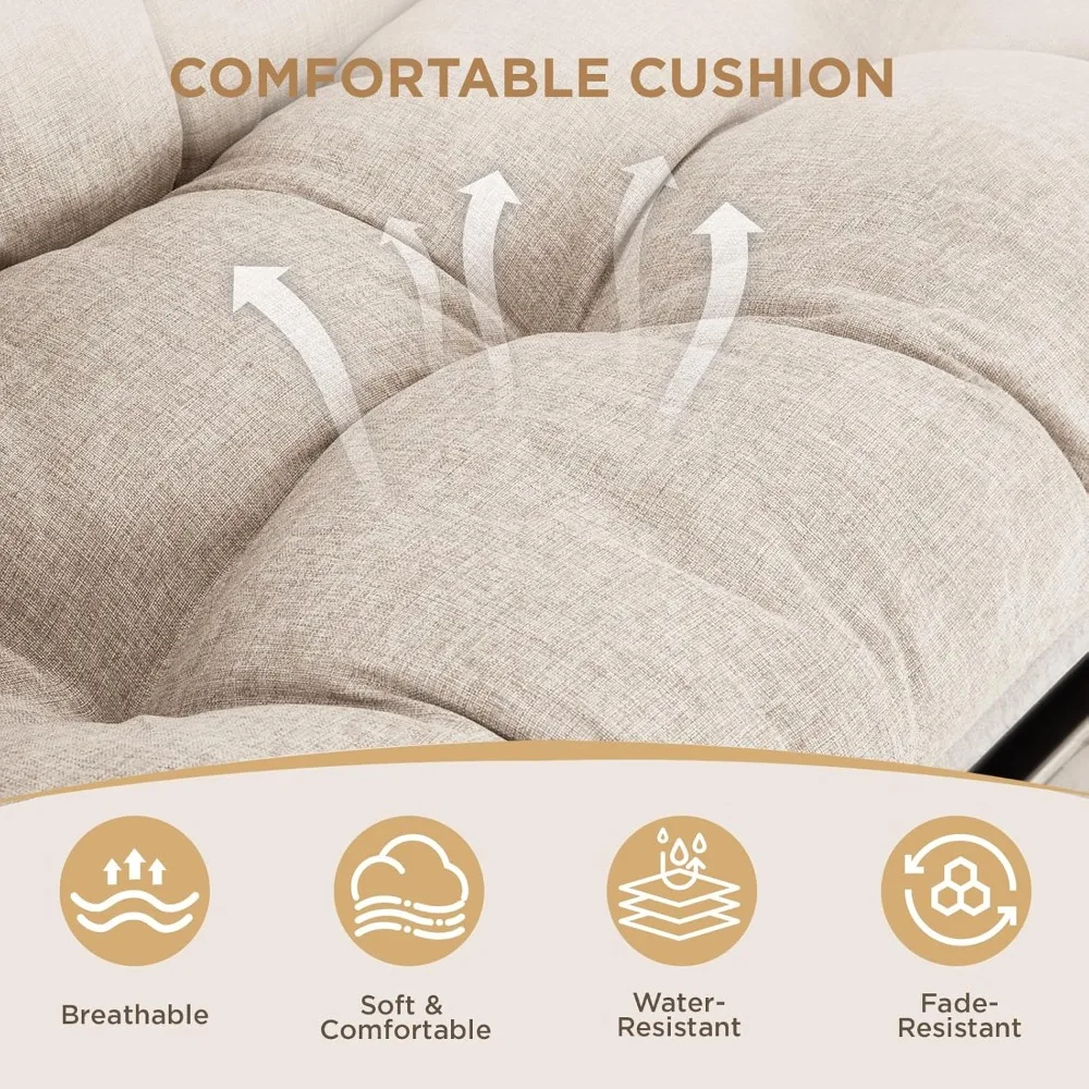 

Oversized 2-Person Egg Chair Glider Rocking Chair, Heavy-Duty Wicker Rattan Outdoor Loveseat w/Thicken Padded, Customized