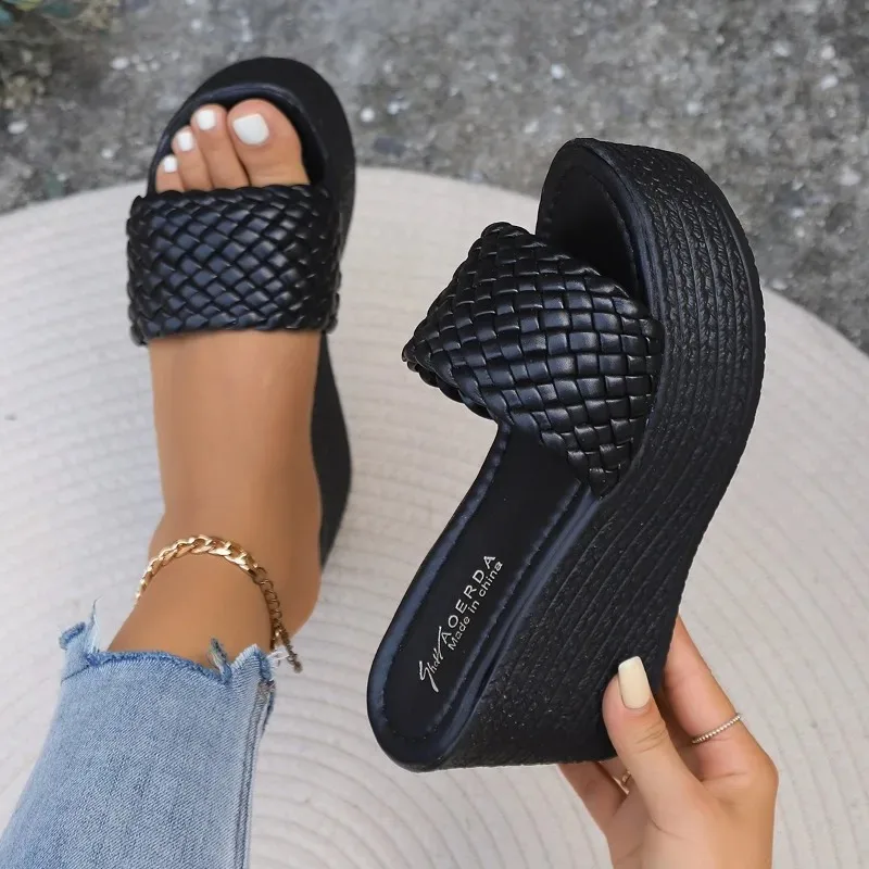 Wedges Slippers for Women Platform Sandals Woman Summer Chunky Platform Wedge Heels Sandals Woman Light Thick Sole Beach Shoes