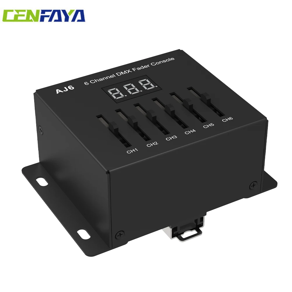 

CENFAYA AJ6 DMX Sliding Fader Console 6 Channel Basic DMX Controller Easily Fade and Dim Multiple Lights 3 digit LED screen
