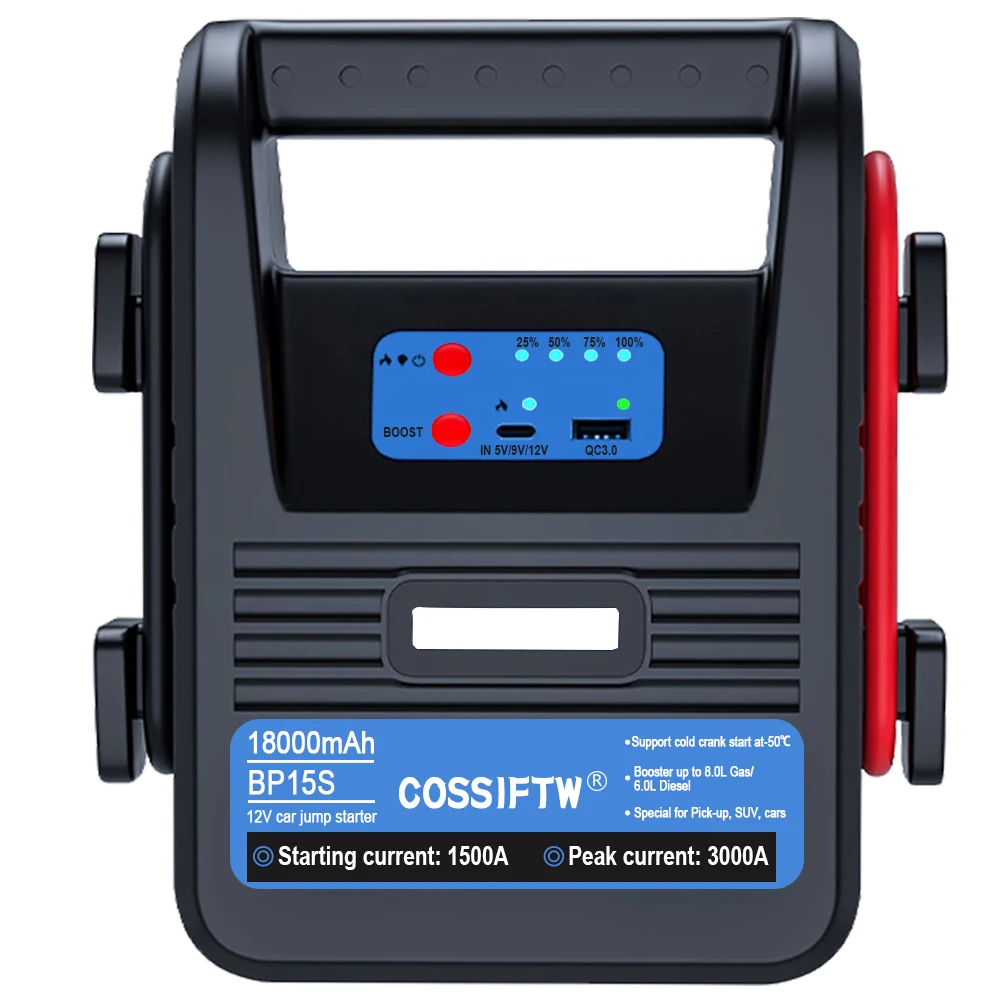 COSSIFTW 3000a 12v Jumper Booster Electric Car Battery Charger Pack Jump starter