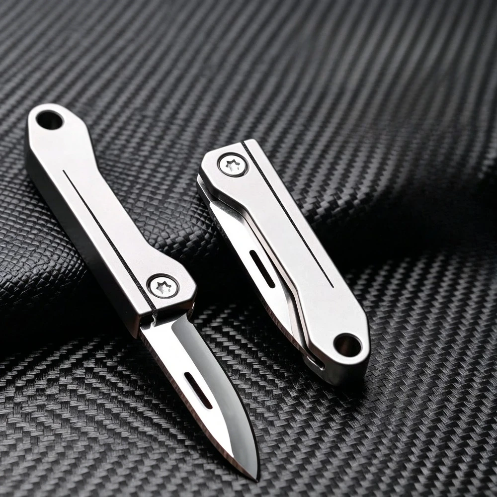 NEW TC4 Titanium Alloy Pocket Knife EDC Portable Keychain Pendant Express Unpacking Folding Knife Gift for Outdoor Tools