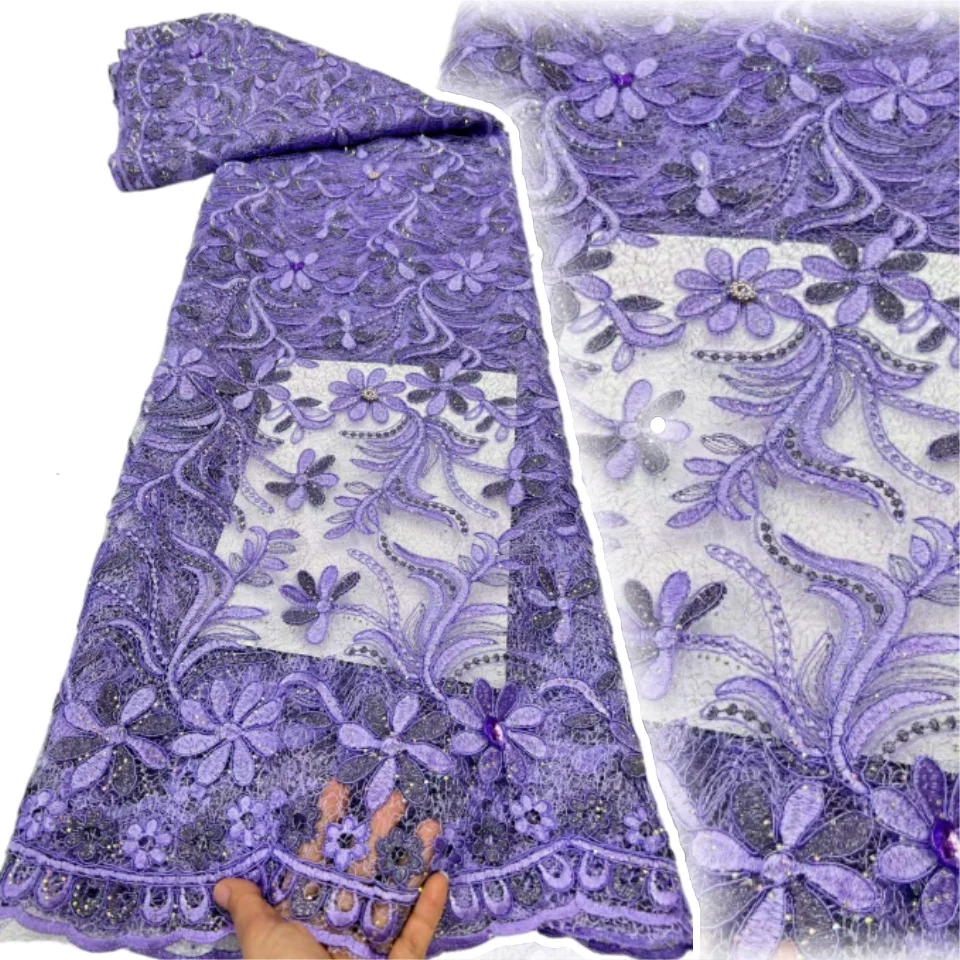African Guipure Cord Lace Fabric 2026  New Design Water Soluble with Stones for Women Christmas Party Dresses Sewing 3623