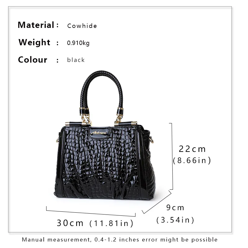 Crocodile Print Top Handle Bag Real Leather Casual Tote Elegant Women Handbags Purses Luxury Genuine Leather