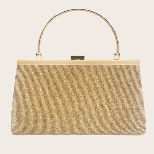 Imagen 2 del producto Bolso de mano para mujer, elegante bolso de mano de noche dorado para fiesta de boda, bolso largo para mujer, bolso de hombro a la moda