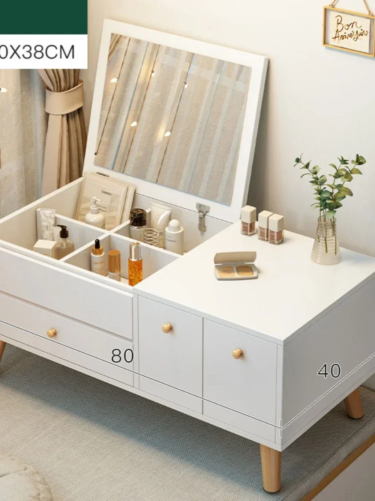 Lacquer Dressing Table Box Tray Girl Nordic Mdf Dressing Table Set Led Light Comfortable Coiffeuse Dressers Bedroom1