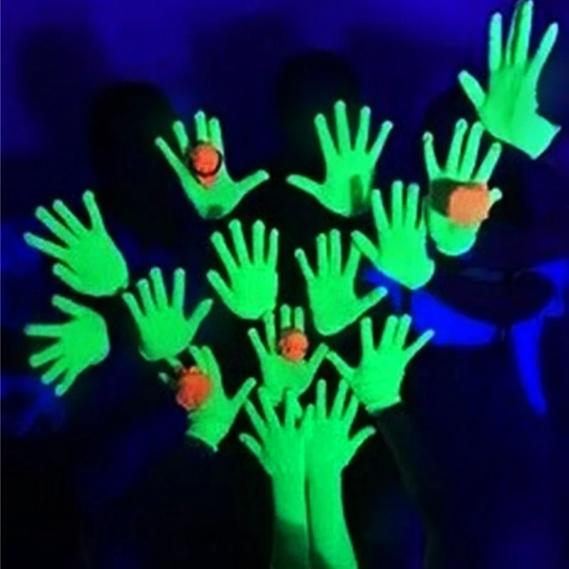 Noctilucent Flashing Gloves Unisex Fluorescent Green Glow in the Dark Bar Full Finger Gloves Party Halloween Cosplay Accessories