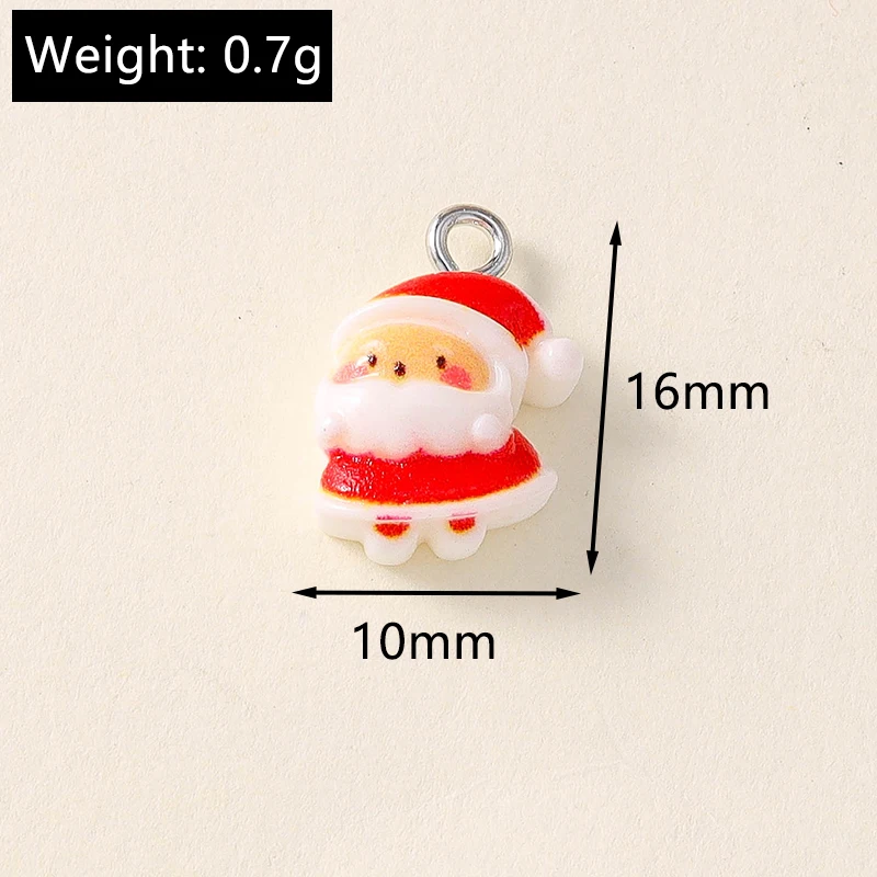 10 Stück niedliche Weihnachtsanhänger aus Kunstharz mit Weihnachtsmann, Rentier und Baum für die Herstellung von Halsketten, Ohrringen, DIY-Bastelarbeiten und Schmuckzubehör – Detail 9