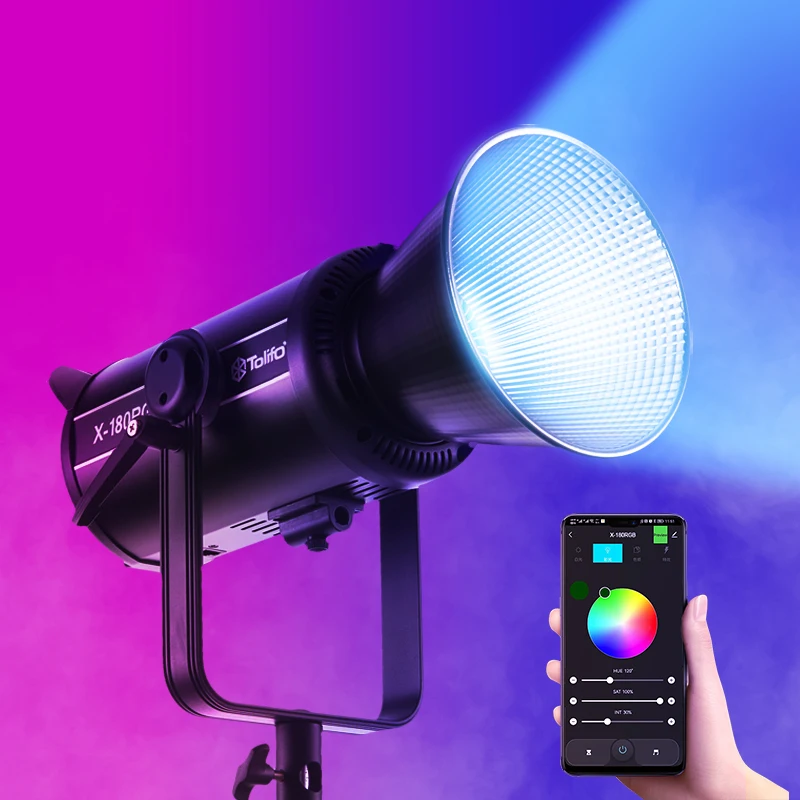 Światło LED do kamery Tolifo X-180RGB 180W RGB COB Bowens APP kontroler DMX 2700-6500K LED oświetlenie studia fotograficznego lampa do wideo