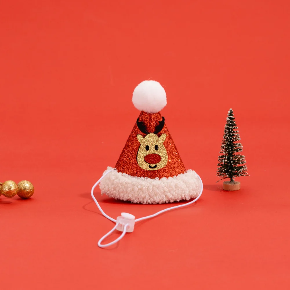 Reusable Christmas Cat Hat Red Cute Cartoon Xmas Cat Custom Autumn Winter Decorative Pets Dress Up Supplies for Dogs