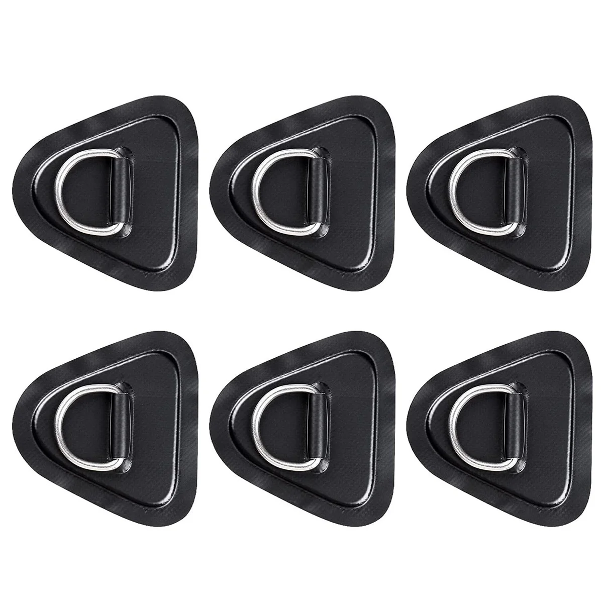 6Pack D-Ring Patch for Inflatable Boat Kayak Dinghy SUPs D-Ring PVC Patch Canoe Rafting Accessories Black