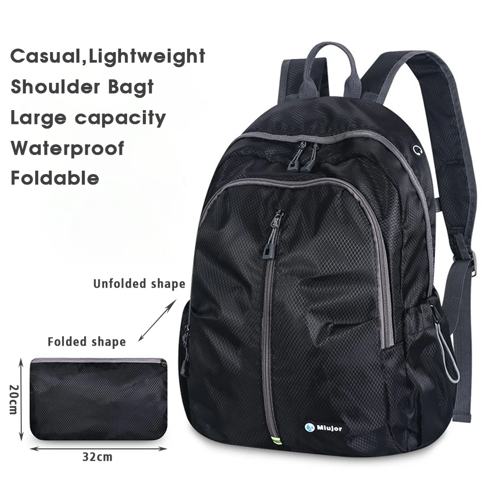 Waterproof Foldable Backpack With Headphone Port, Lightweight Hiking Backpack Large-Capacity For Outdoor Camping Travel 11 Color