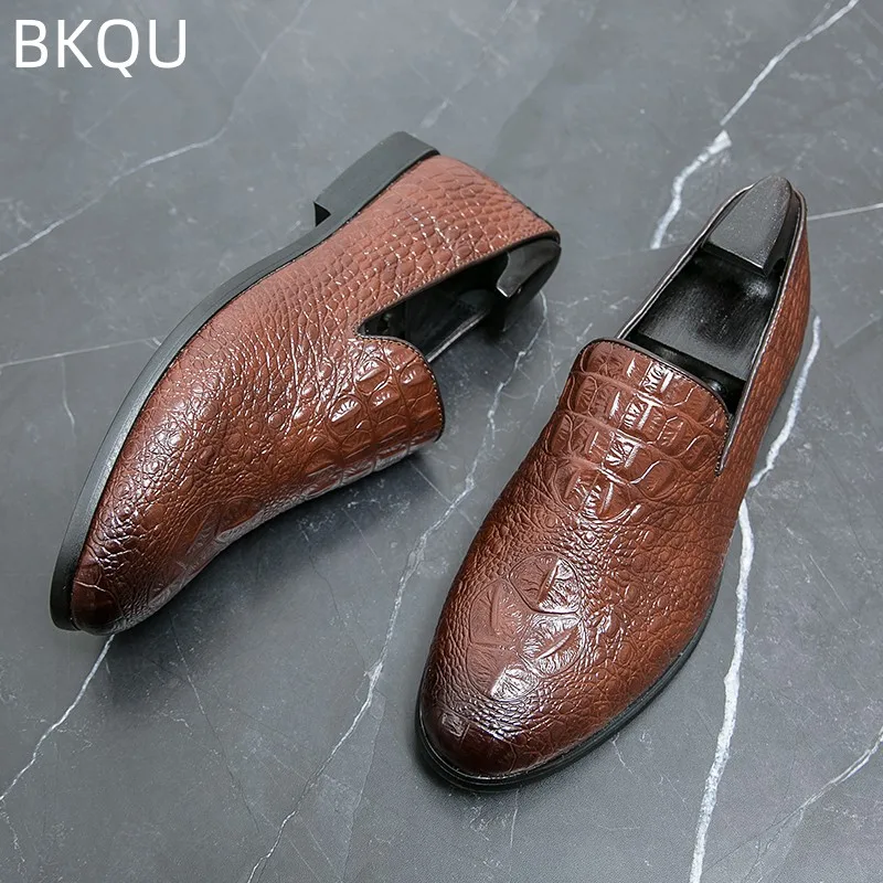 Men's Formal Wear Slip-on Leather Shoes New Elegant Men's Formal Shoes Spring Fashion Designer Men's Shoes Luxury Large Size