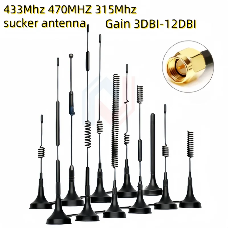 433Mhz 470MHZ 315M SMA Male Wireless Module Omnidirectional LORA Sucker Antenna RG174Smart Meter Reading System High Gain 12DB