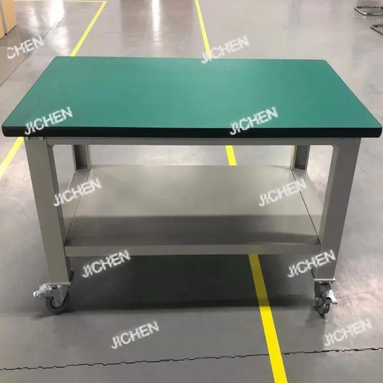 JC double-layer movable anti-static workbench wheeled trolley hand push workbench