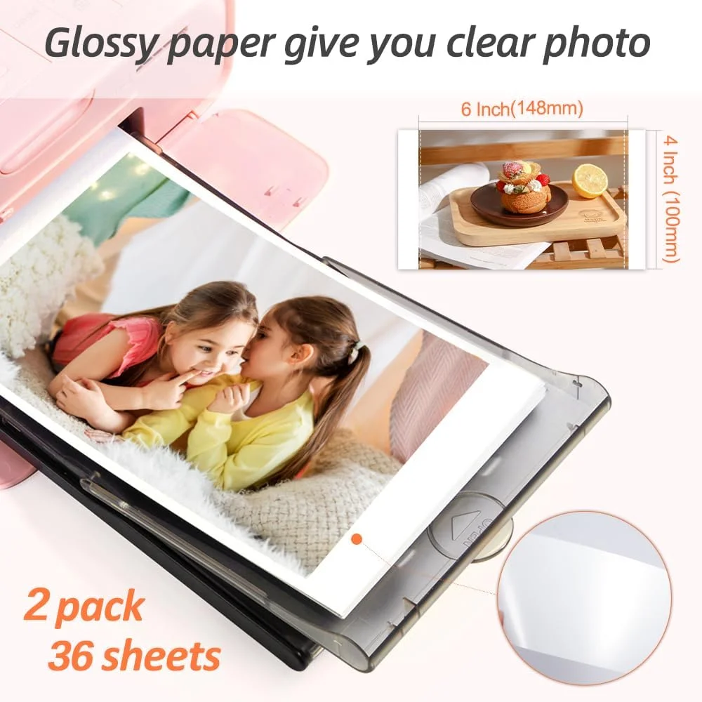 Compatible for Canon Selphy CP1300 CP1200 CP1000 CP910 Ink Cassette for Selphy CP1500 Photo Paper Set Printer KP108IN 6 Inch