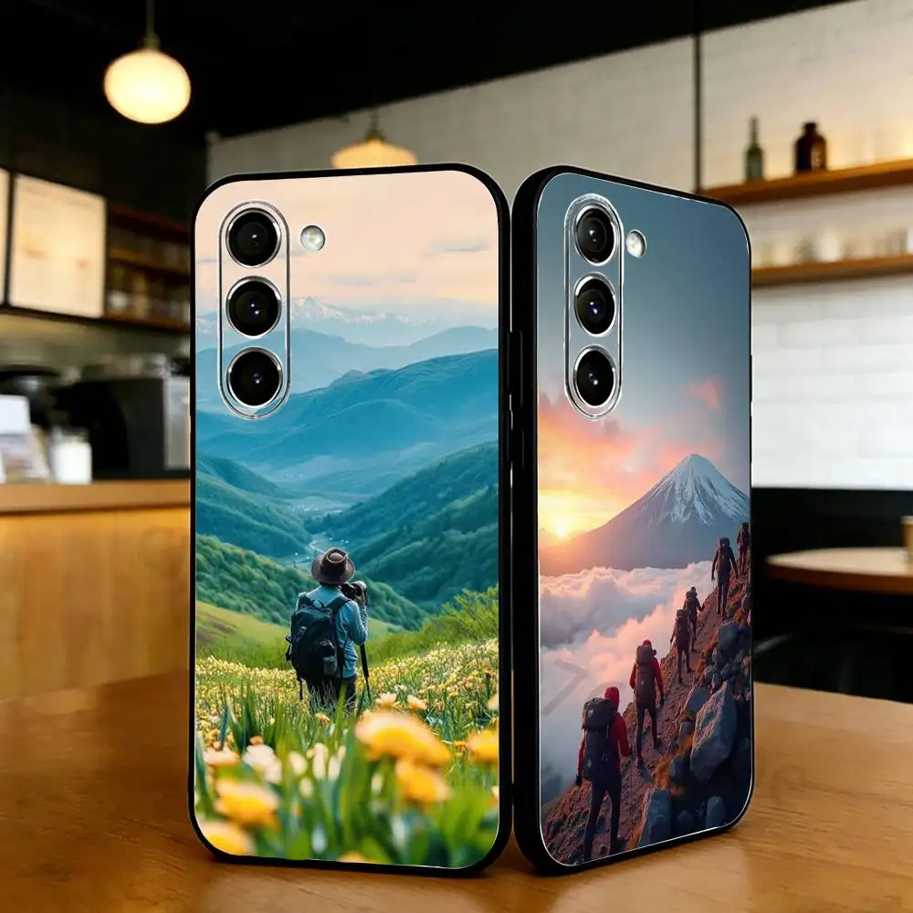 Nature outdoor camping Phone Case For Samsung S20,21,22,23,24,25,26 Ultra,Plus,Lite,FE,Black Soft Case