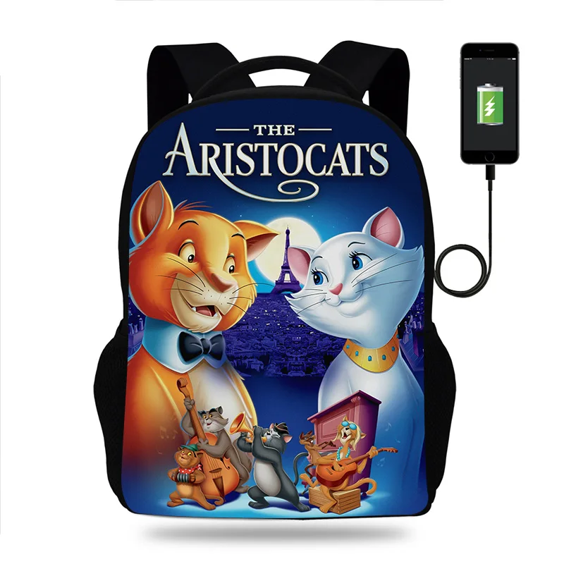 

Disney The Aristocats Marie Cat Backpack Boy Girl School Bags Children Teenager USB Charging Daily Travel Backpack Mochila