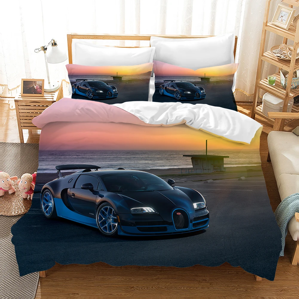 Sports Car Duvet Cover 3D Racing Car Printed Bedding Set Queen King Size With Pillowcases Men Cool 2/3PCS Polyester Quilt Cover