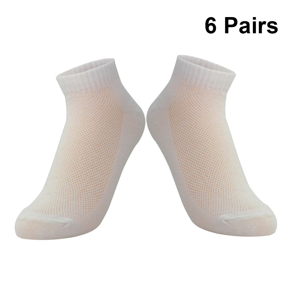 

6Pairs Absorbent Cotton Socks Breathable Disposable Portable Stretchy for Business Travel Outdoor Sport White Disposable Socks
