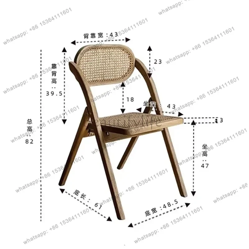 Factory Direct Dining Chairs Set Of 2 Retro Mid Century Kitchen Folding Dining Chairs Aesthetic Rattan Chaise Pliante Kitchen Fu