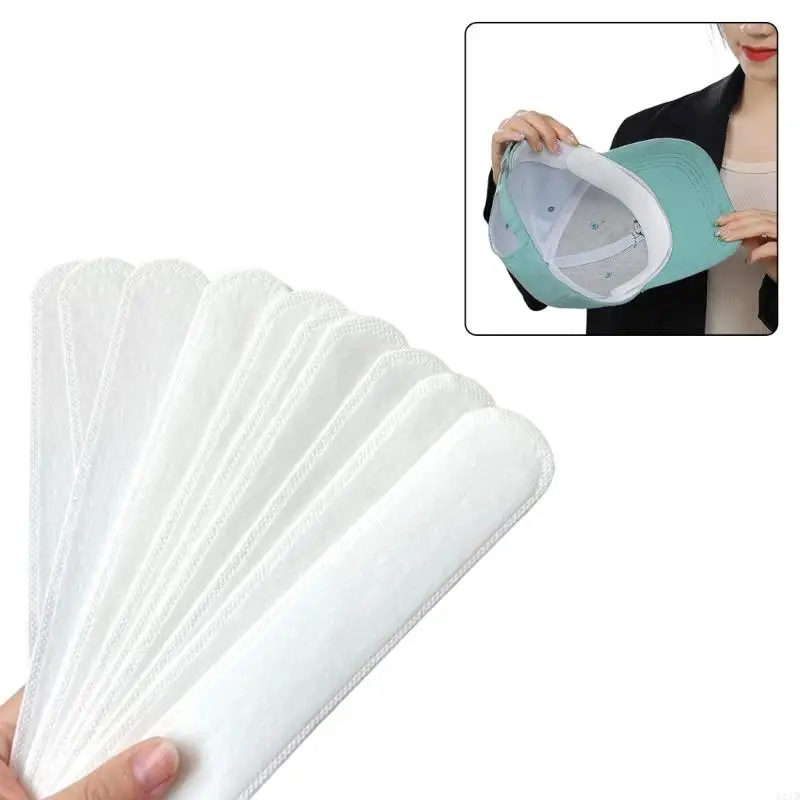   10PCS Hat Liner Pad Absorbent Sweat Barrier Washable Hat Defender Tape Nonwoven Texture for Baseball Cap and Visors