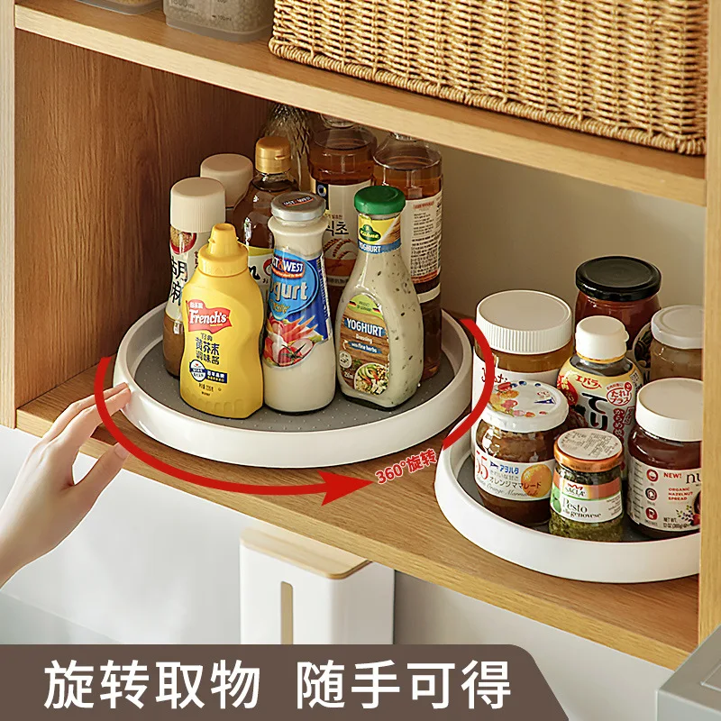 

360-degree rotary storage tray kitchen rotatable seasoning storage rack circular bathroom accessories kitchen storage rack