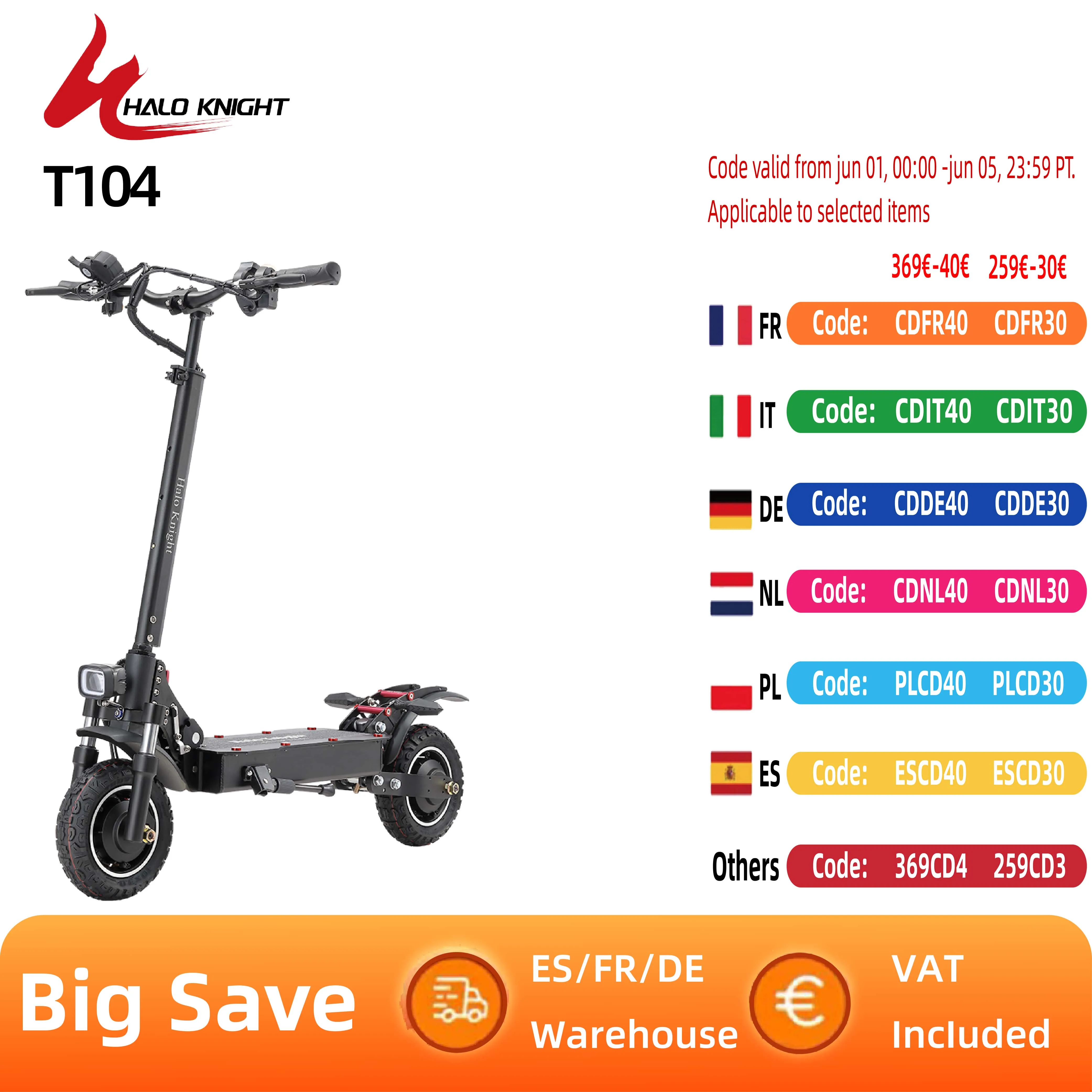 Halo Knight T104 leistungs starker Elektro roller 52v 2000w Doppel motor E-Scooter für Erwachsene