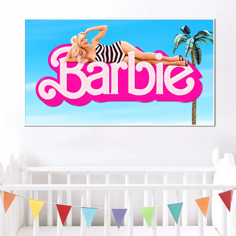 Barbie Movie Poster, Ken Margot Robbie Painting, Canvas Print, Disney Modern Wall Art, Living Room Home Decor Picture Cuadros