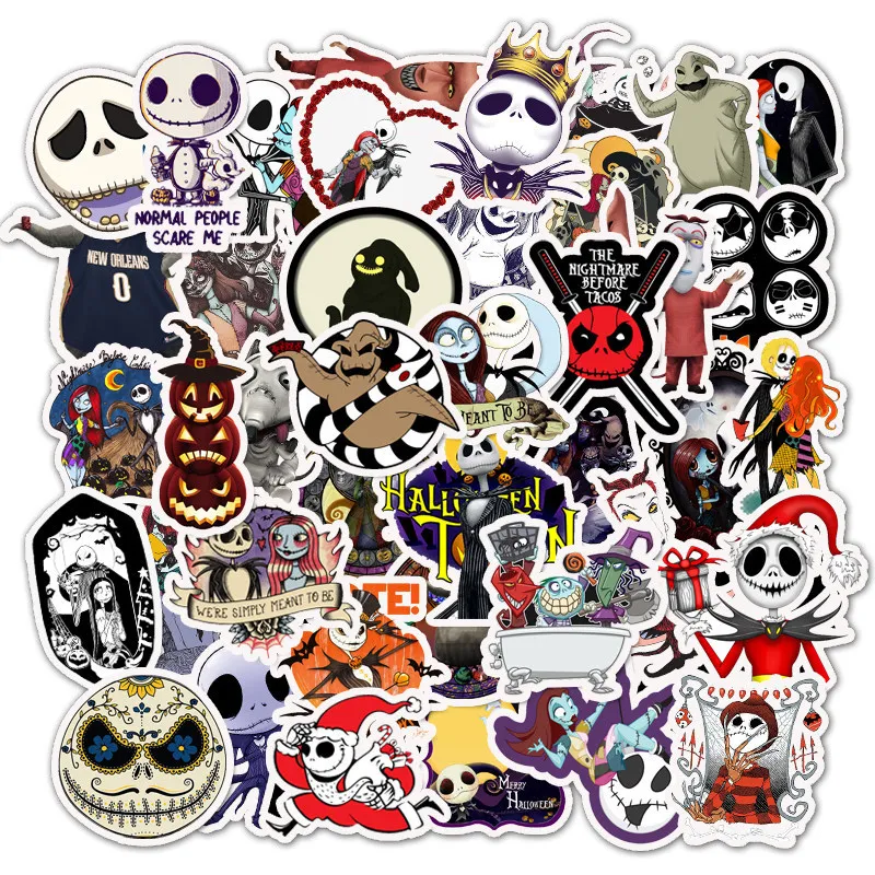 Disney Jack Skellington Stickers Waterproof Skateboard Motorcycle Guitar Luggage Laptop Bicycle Skateboard Sticker Kids Toys