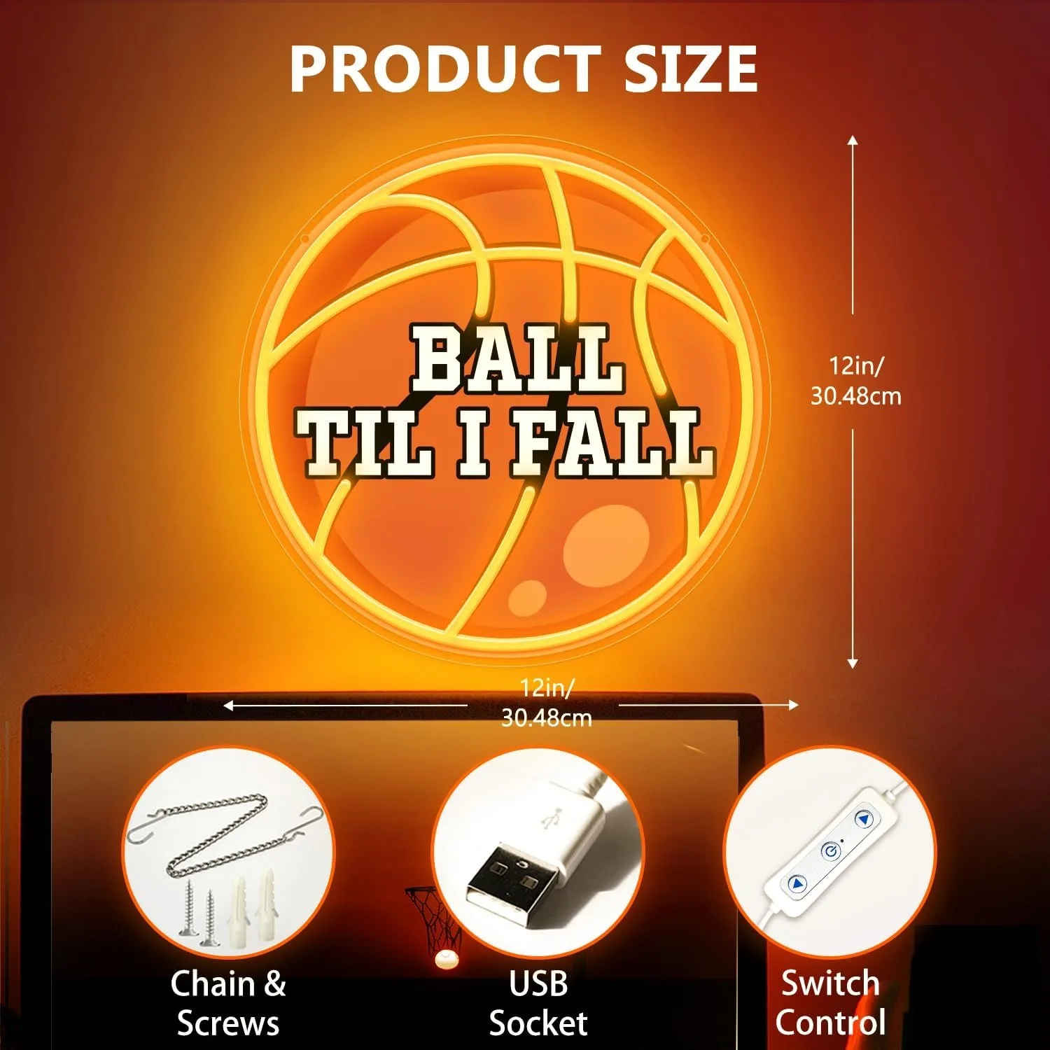 Basketball Led Neon Light for Wall Decor Powered by USB Neon Sign Sport Neon Signs for Room Bedroom Shop Decor Birthday Gifts