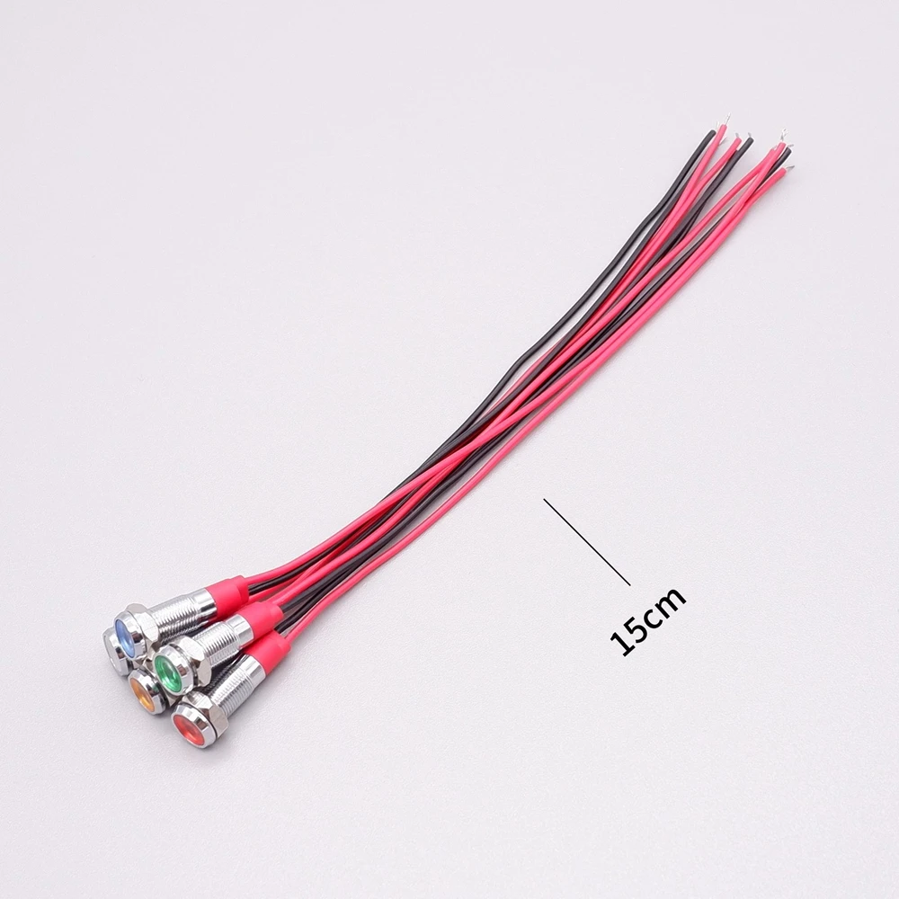 6mm Metal Power Indicator LED Signal Light Mini Indicator Light 3v 6v 12v 24v 110v 220v Red Orange Green Blue White