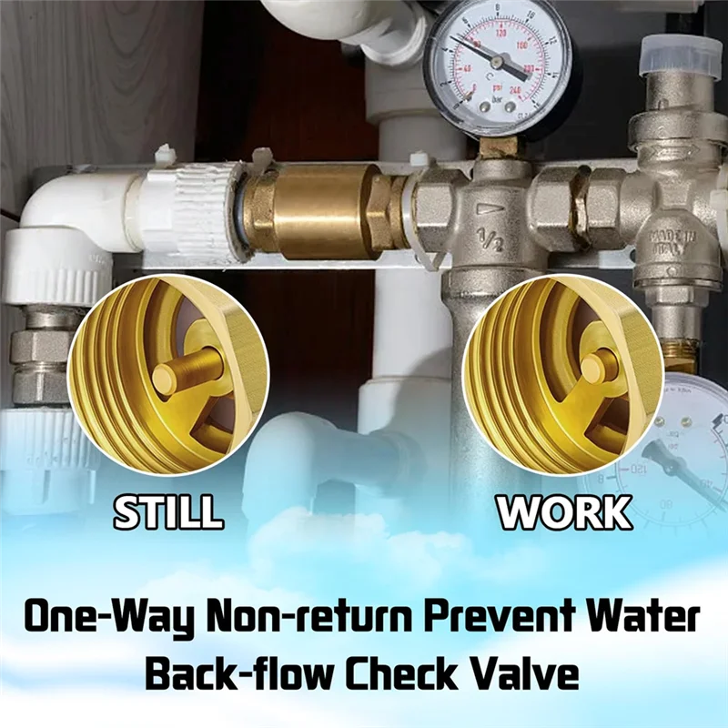 ABJT-2PCS NPT Female Thread Spring Check Valve, Solid Brass Non Return One Way Horizontal Check Valve For Well, Pump