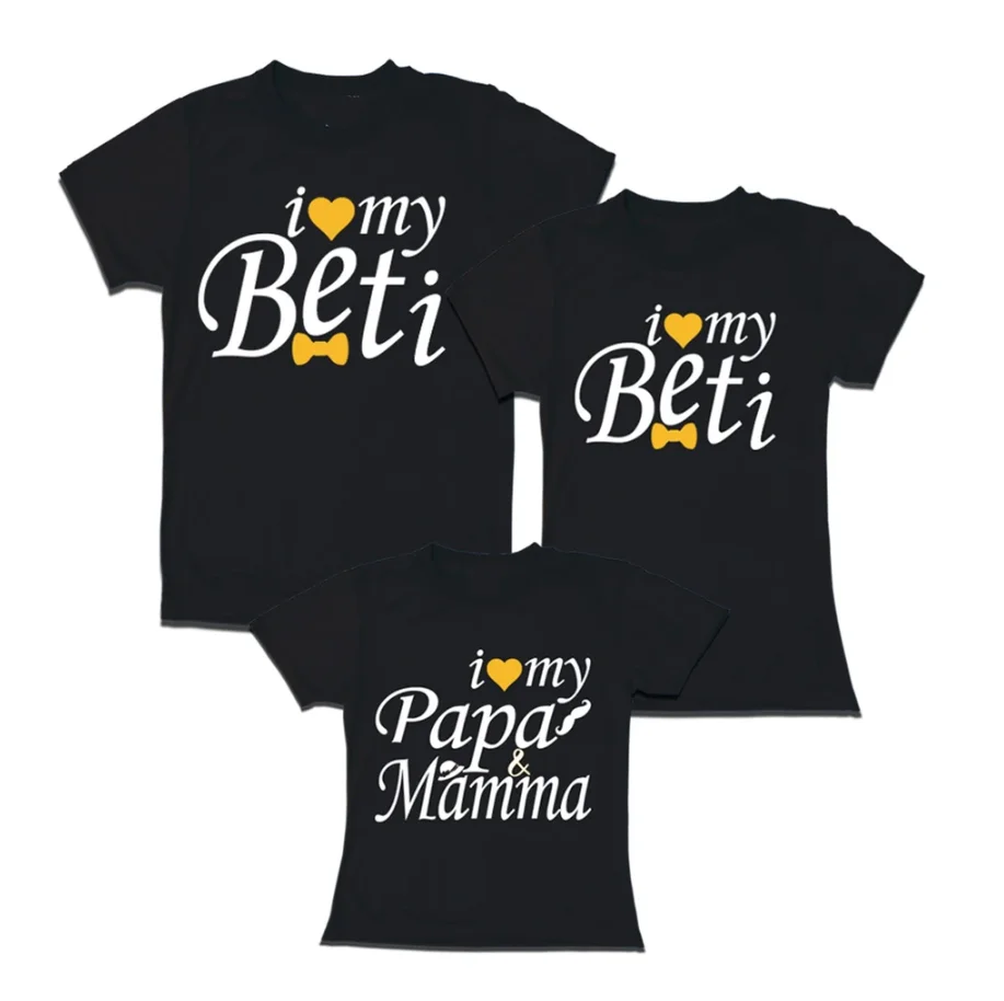 

I Love My Beti I Love My Papa Mamma T-Shirt Family Matching Outfits Dad Mom and Kids Short Sleeve Cotton T Shirt Gift