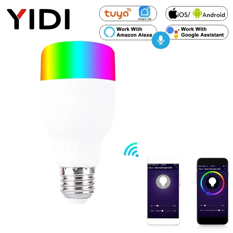 Bulb Intelligent Colorful LED Lamp WiFi Smart Light 7W RGBW APP Remote Control Works with Alexa Google for Smart Home E27 E26