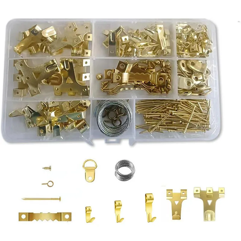 

230pcs Photo Frame Hook, Serrated Hanging Piece, Sheep's Eye Nail Hardware Accessories Kit for Picture Hanging