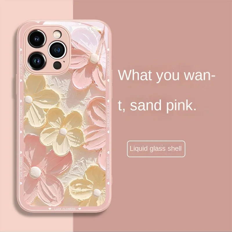 Oil Painting Small Flower Advanced Sense Phone Case for iPhone 13 14pro 14promax 7 8Plus Series